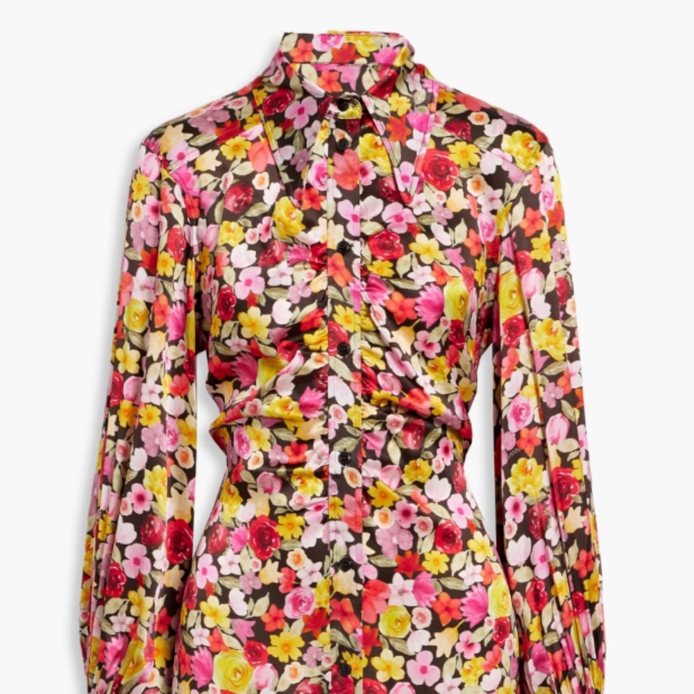 NWT Datenight Ganni Ruched Floral Mini Artclass Dress | Size L